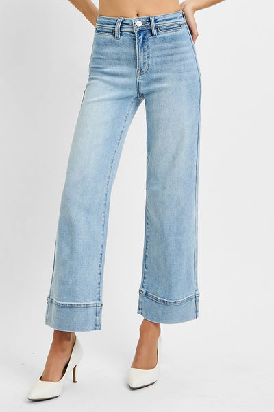 eden high rise cropped wide leg jeans | new light