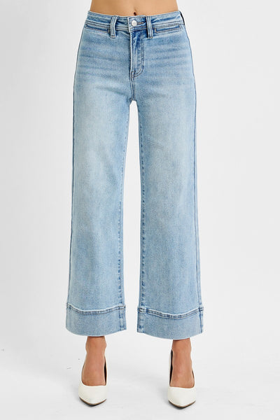 eden high rise cropped wide leg jeans | new light