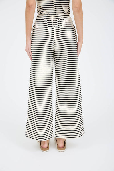 hooked on you stripe wide leg pants | white + black