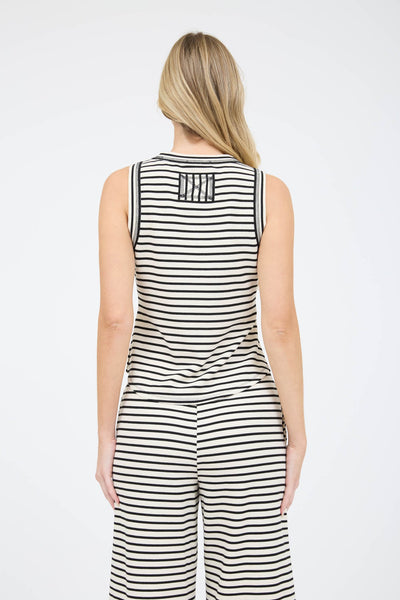 hooked on you stripe tank top | white + black