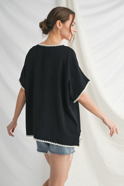 always first stitch accent top | black