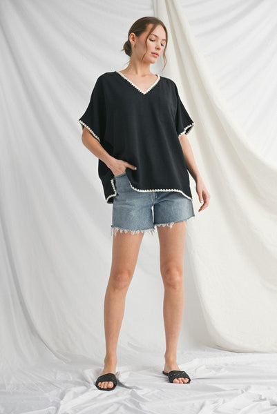 always first stitch accent top | black