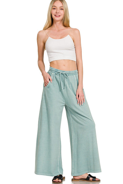 casual chaos french terry washed pants | ash blue