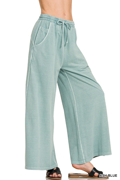 casual chaos french terry washed pants | ash blue