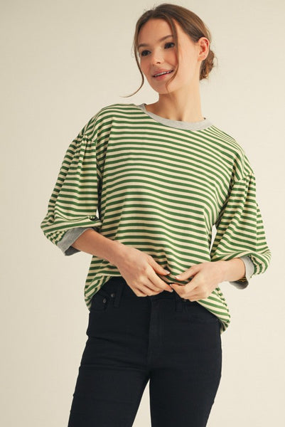 what makes sense striped top | green