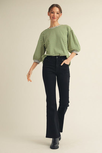 what makes sense striped top | green