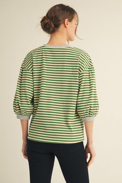what makes sense striped top | green