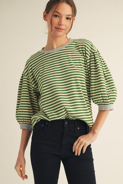 what makes sense striped top | green