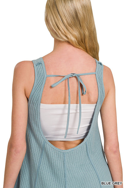 subtle shade wide leg jumpsuit | blue grey