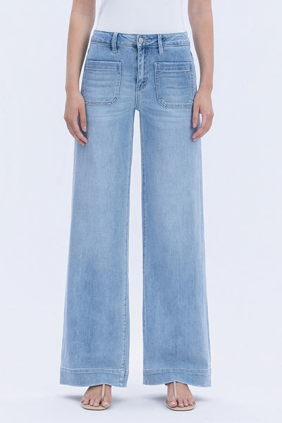 kenley high rise front patch pocket wide trouser jeans | dignity