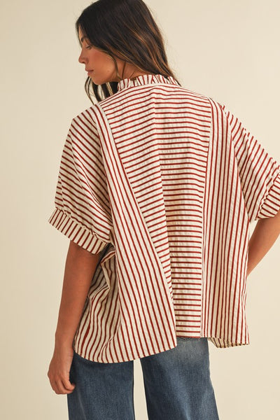 don't second guess stripe dolman sleeve top | cream + rust