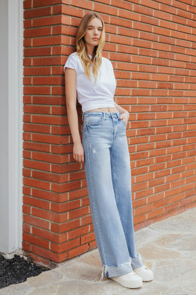 melrose high rise cuffed wide jeans | four walls