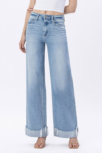 melrose high rise cuffed wide jeans | four walls