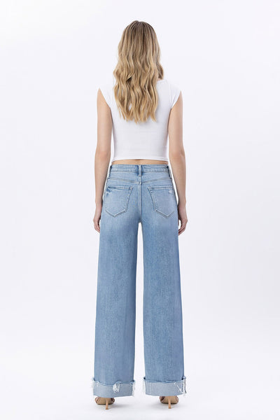melrose high rise cuffed wide jeans | four walls