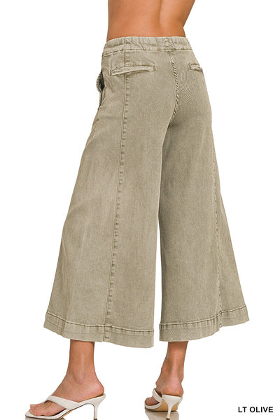 briar high rise cropped gaucho denim | lt olive