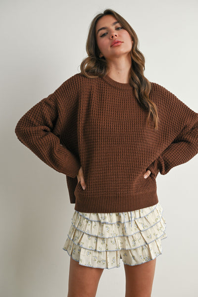 made for joy chunky knit sweater | brown