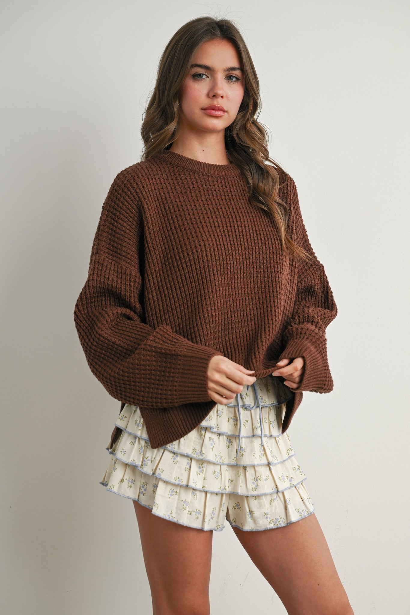 made for joy chunky knit sweater | brown