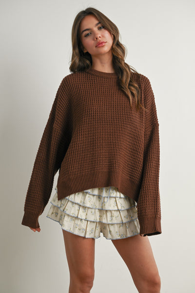 made for joy chunky knit sweater | brown
