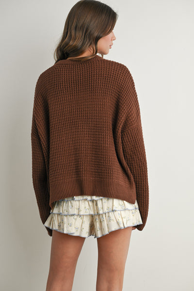 made for joy chunky knit sweater | brown