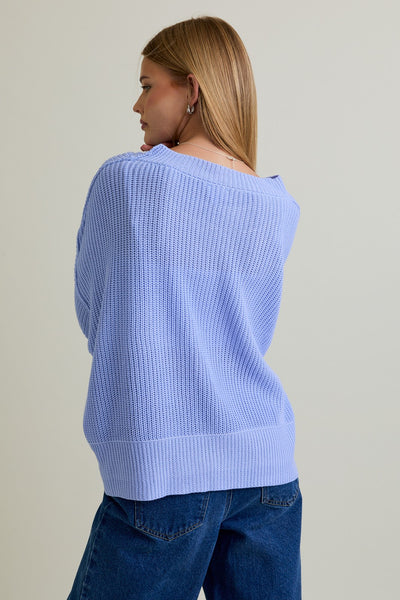 my kind of day knit sweater | lt blue