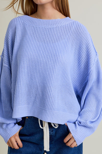 my kind of day knit sweater | lt blue