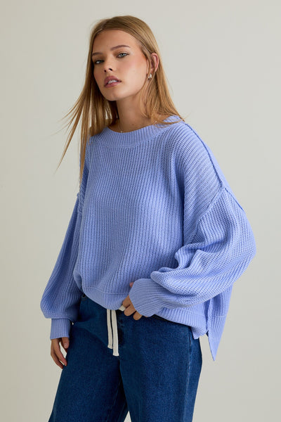 my kind of day knit sweater | lt blue