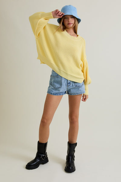my kind of day knit sweater | lt yellow