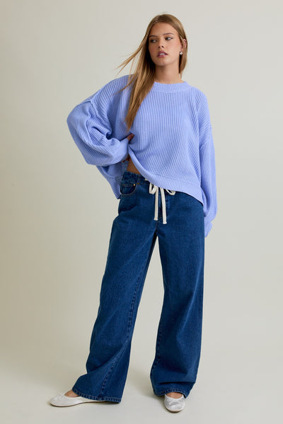 my kind of day knit sweater | lt blue