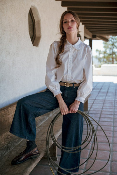 in case you forgot ruffle accent button down top | off white