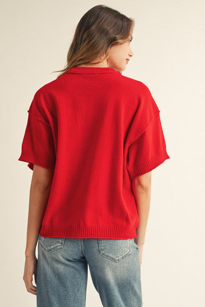 made it work raw edge sweater | red