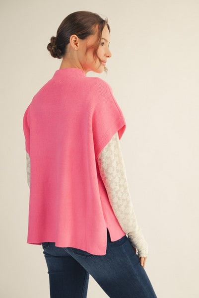 power play ribbed sleeveless sweater | bubblegum