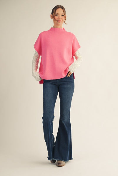 power play ribbed sleeveless sweater | bubblegum