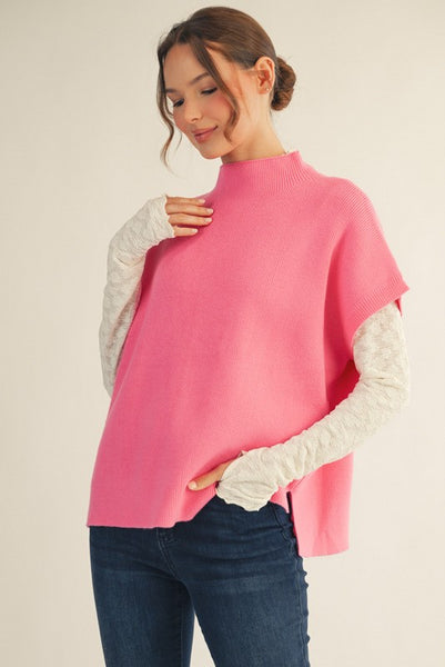power play ribbed sleeveless sweater | bubblegum
