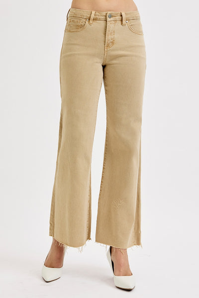 harvey tummy control mid rise wide leg jeans | latte
