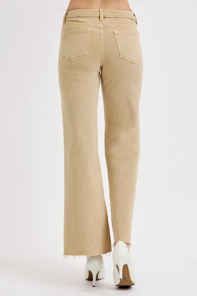 harvey tummy control mid rise wide leg jeans | latte