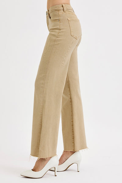 harvey tummy control mid rise wide leg jeans | latte