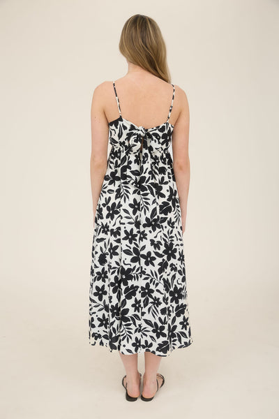 good graces floral back tie midi dress | black