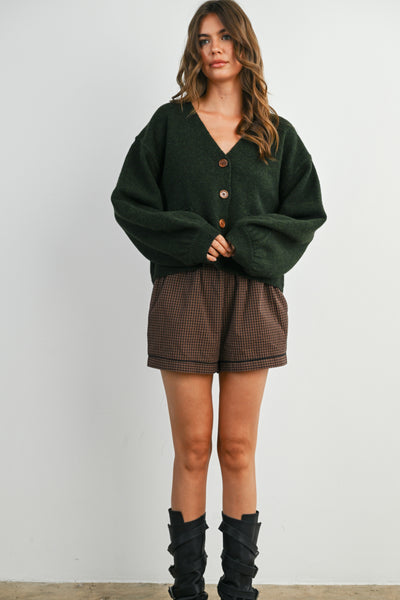 aim to inspire button up cardigan | hunter green