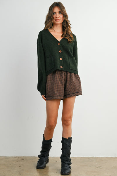 aim to inspire button up cardigan | hunter green