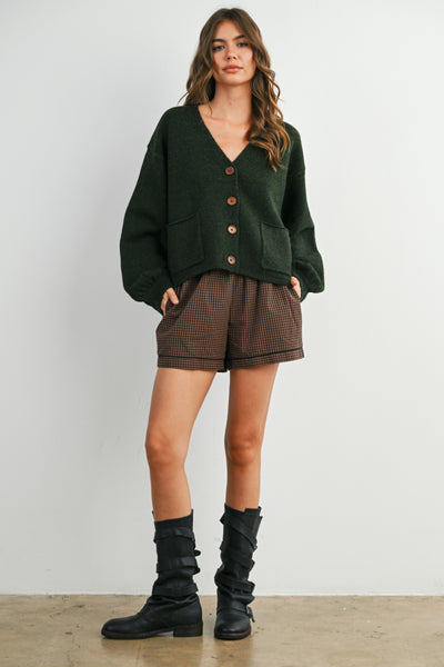 aim to inspire button up cardigan | hunter green