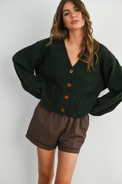 aim to inspire button up cardigan | hunter green