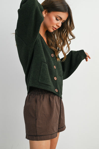 aim to inspire button up cardigan | hunter green