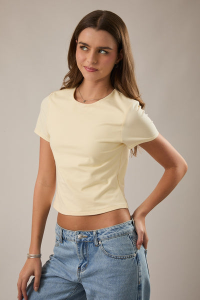 made to charm double lined short sleeve baby tee | lt yellow