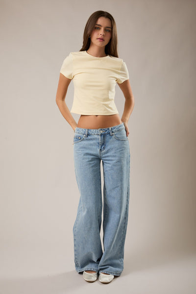 made to charm double lined short sleeve baby tee | lt yellow