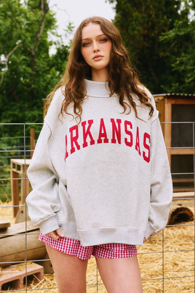 arkansas/AR reversible mock neck sweatshirt | heather grey