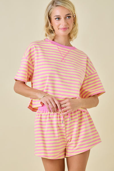 laidback luxe striped set | pink lemonade