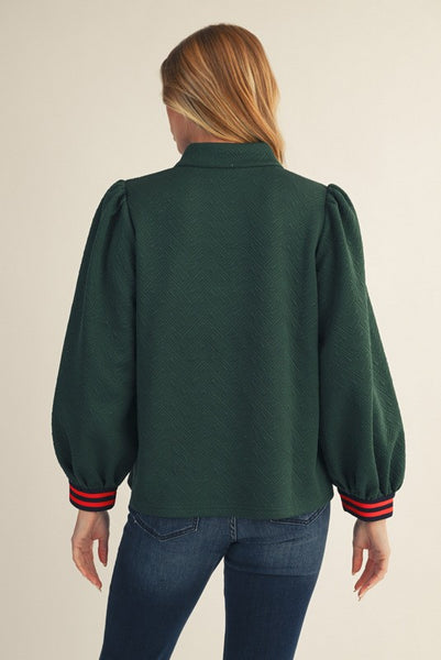 autumn days textured mock neck quarter zip | hunter green