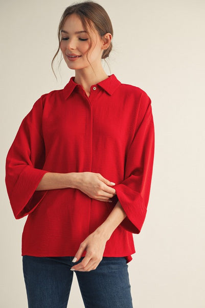 the reason why button up top | red
