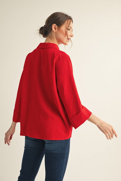 the reason why button up top | red