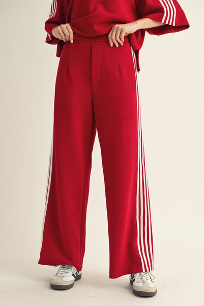 cool instincts side stripe sweatpants | wine